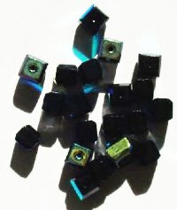 20 6mm Faceted Jet AB Cube Beads